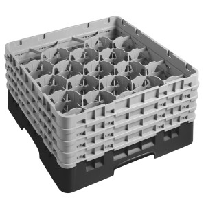 CAMBRO CAMRACK® - Glazenwasmand 1/1 - 20 vakken - met 4 verlengstukken - 500x500mm - Zwart