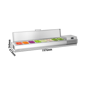 GGM Gastro Kühlaufsatzvitrine Premium PLUS - 1976x413mm - 8x GN 1/3 Zilver