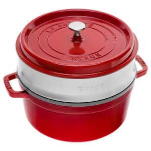 STAUB LA COCOTTE - Kookpot met stoominzet - Ø 260mm - Gietijzer - Kersenrood