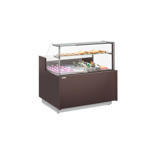 GGM Gastro Kühl- & Kuchentheke RIGA - 1370mm - 2 Ablagen Bruin / Wit