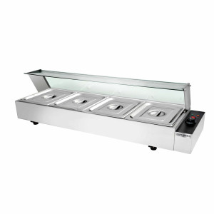 GGM Gastro Elektro Aufsatz-Bain-Marie mit Glas Hygieneschutz - 1,5 kW - 4x GN 1/2 Zilver