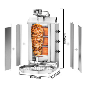 GGM Gastro Gas Gyros-/ Dönergrill - 3 Brenner - max. 40 kg - inkl. 2 Schutzbleche & 2 Flügeltüren