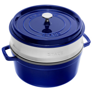 STAUB LA COCOTTE - Kookpot met stoominzet - Ø 260mm - Gietijzer - Donkerblauw