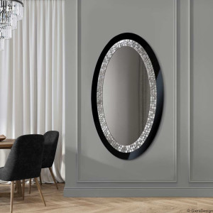 Duże lustro owalne Glamour czarne