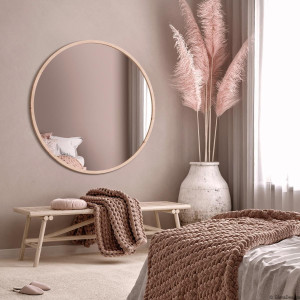 Lustro Scandi Wood – okrągłe w ramie ze sklejki