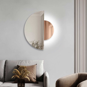Lustro Luna — podświetlane, rose gold, do salonu