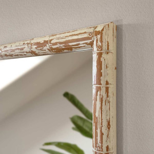 Lustro w ramie Bamboo – białej drewnianej boho