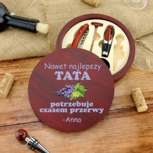 Personalizowany zestaw akcesoriów do wina dla taty z nadrukiem – Przerwa na winko