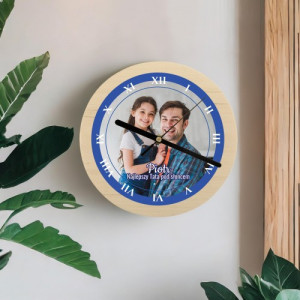 Personalizowany drewniany zegar ścienny ze zdjęciem dla taty – prezent dla Najlepszego Taty
