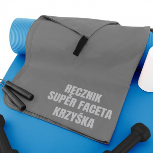 Ręcznik treningowy z mikrofibry z nadrukiem dla faceta - Super Facet 75x150 cm