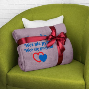 Personalizowany różowy koc z haftem 200x220 dla niej - Weź nie pytaj