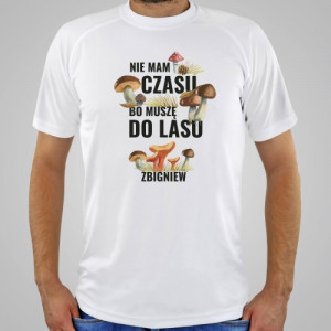 Koszulka męska dla grzybiarza z nadrukiem „Muszę do lasu” biała 100% bawełna rozmiar L