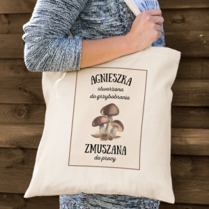 Torba bawełniana z nadrukiem Grzyby dla grzybiarza – personalizowana eko torba na zakupy