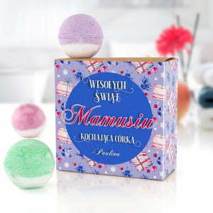 Świąteczne kule musujące do kąpieli dla mamy – zestaw relaksacyjny 4x70 g
