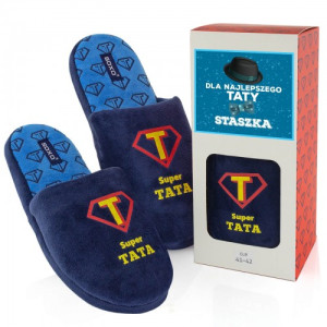 Kapcie męskie dla taty Super Tata - personalizowany prezent