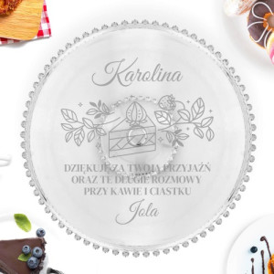 Patera na ciasto z grawerem dla przyjaciółki na kawę i ciasto