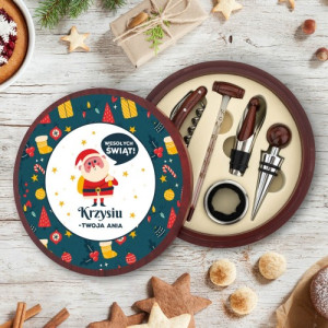 Zestaw akcesoriów do wina na prezent świąteczny dla niego - personalizowany komplet na zimowe wieczory
