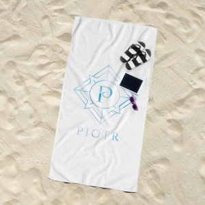 Personalizowany ręcznik plażowy 70 x 140 cm z monogramem dla niego