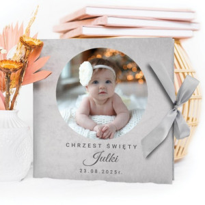 Album na zdjęcia na Chrzest welurowy z personalizowanym nadrukiem - Misio