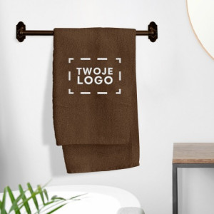 Brązowy ręcznik kąpielowy 70x140 cm z haftem logo firmowego - bawełniany prezent reklamowy