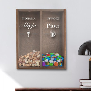 Personalizowany pojemnik na korki i kapsle dla pary 42 x 32 cm - Koneserzy