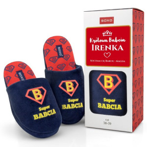 Kapcie damskie dla babci z personalizacją - Królowa Babcia, ciepłe i wygodne