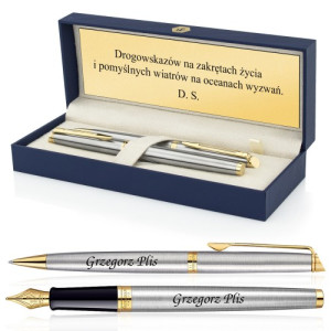 Zestaw Waterman Hemisphere GT z grawerem – pióro i długopis w eleganckim etui na prezent