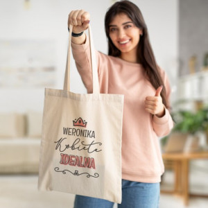 Bawełniana torba na zakupy z nadrukiem dla kobiety idealnej – ekologiczna shopperka personalizowana