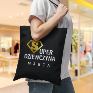 Bawełniana torba na zakupy z nadrukiem dla niej – Super Dziewczyna