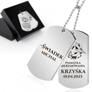 Stalowy nieśmiertelnik z grawerem na bierzmowanie – Siedem Darów, pamiątka personalizowana