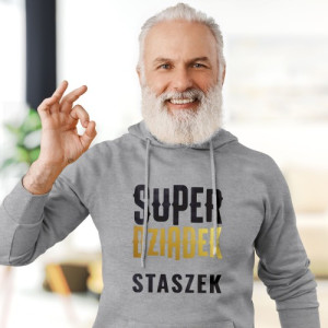 Bluza z kapturem dla dziadka XXL z nadrukiem Super Dziadek – personalizowany prezent
