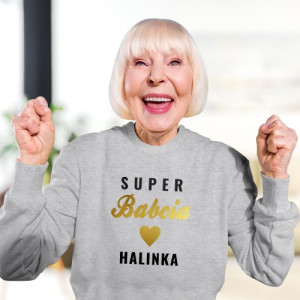Bluza damska dla babci z nadrukiem Super Babcia – szary melanż, rozmiar M