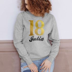 Bluza damska na 18 urodziny z nadrukiem, szara melanż, rozmiar L