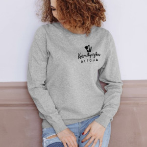 Bluza damska dla kosmetyczki z nadrukiem personalizowanym szary melanż Rozmiar S