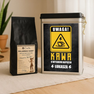Kawa ziarnista 250 g w personalizowanej puszce dla elektryka – Wysokie Napięcie
