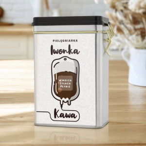 Puszka na kawę dla pielęgniarki z nadrukiem personalizowanym – prezent dla kawoholiczki