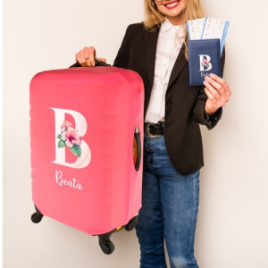 Etui na paszport i pokrowiec na walizkę dla podróżniczki z personalizowanym nadrukiem