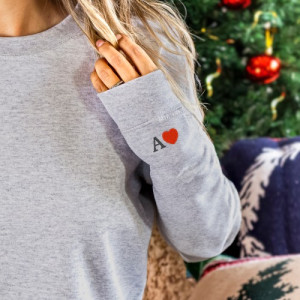 Bluza damska z haftem personalizowanym dla niej, szara melanż, rozmiar S - Wybranek serca