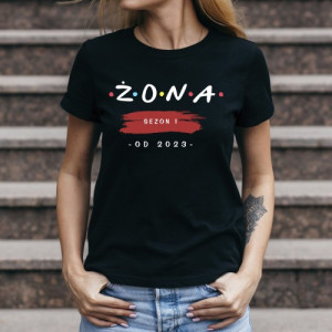 Koszulka damska dla żony z nadrukiem, czarna, 100% bawełna, rozmiar L