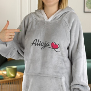Personalizowana bluza koc z kapturem i haftem imienia – ciepłe otulenie oversize