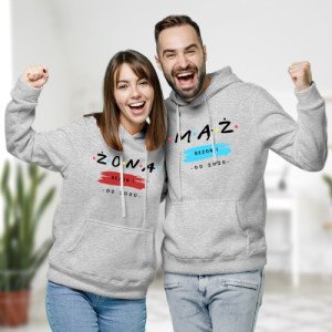 Bluzy dla par z kapturem i nadrukiem MĄŻ i ŻONA – personalizowany komplet