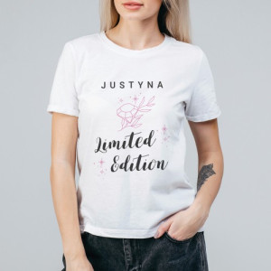 Koszulka damska z nadrukiem Limited Edition i imieniem, rozmiar L