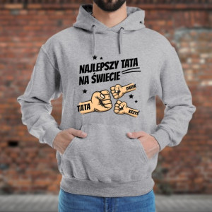 Bluza z kapturem dla taty XXL - Ekipa Taty, szary melanż z personalizowanym nadrukiem