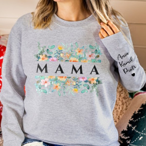 Bluza damska dla mamy z personalizowanym nadrukiem imion dzieci, szara melanż, rozmiar L - Ekipa Mamy