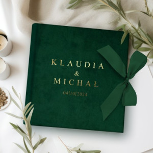 Personalizowany welurowy album na zdjęcia ślubne ze złotym nadrukiem – Razem na zawsze