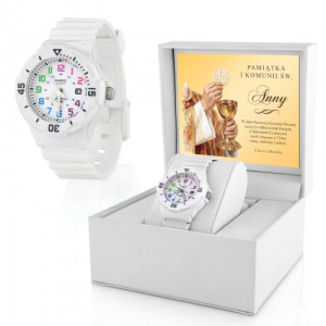 Zegarek komunijny dla dziewczynki CASIO LRW-200H-7BV z dedykacją Umocnienie