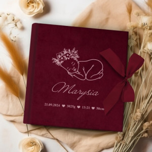 Pamiątkowy album na zdjęcia dla dziecka welurowy z personalizacją – Cud życia