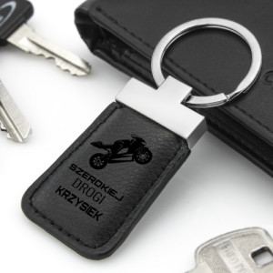 Skórzany brelok do kluczy z grawerem dla motocyklisty - personalizowany prezent Moto Styl