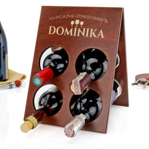 Personalizowany drewniany stojak na wino z grawerem dla emeryta - Zasłużona Kolekcja
