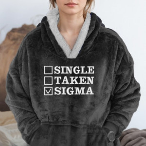 Czarna kocobluza oversize z kapturem i haftem dla dziewczyny Sigma
